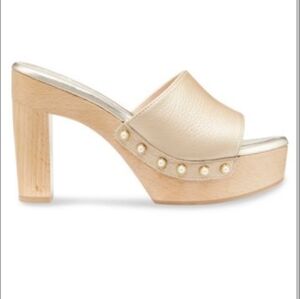 Stuart Weitzman Pearl 85MM Block Heel Clog Mule Sandals